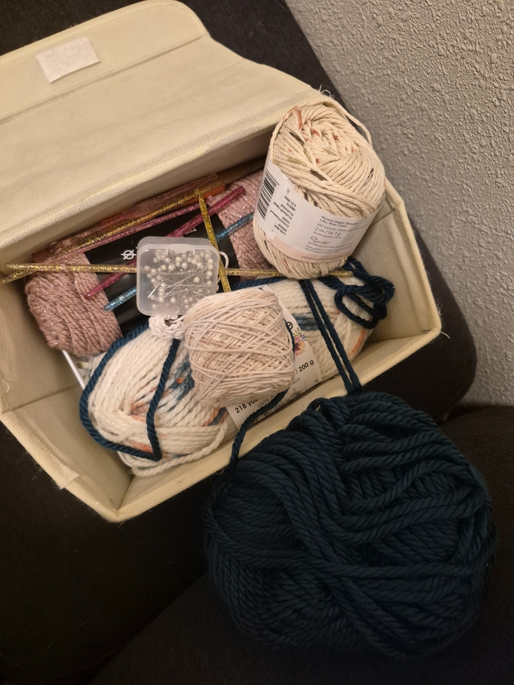 Mixed Yarn Bundle with Cream, Blush & Deep Teal